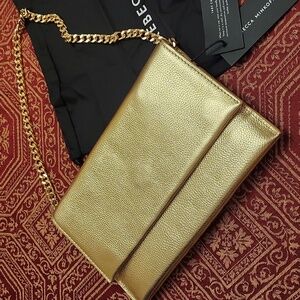Rebecca Minkoff Lou Clutch/ Shoulder Bag, Leather,gold